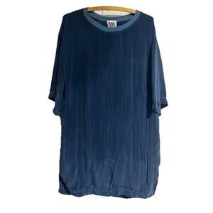 Prairie Underground Women XS Navy Blue 100% Cupro T Shirt Shift Dress Short